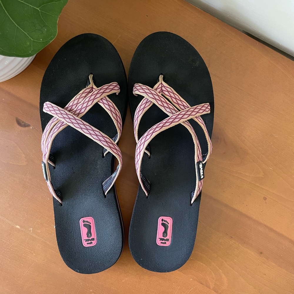 Teva Black Sandals with Pink Straps - Picture 3 of 7